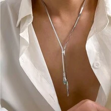 1 件男女通用不锈钢蛇形设计吊坠项链，时尚简约奢华风格，耐用不褪色