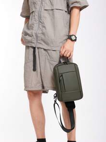 多功能休闲运动商务旅行徒步骑行摩托车可扩展织带字母多口袋防水轻便尼龙单肩包斜挎包手提包胸包方形包，适合万圣节、圣诞节、送给男朋友的礼物、送给父亲的礼物 - A - 查看 5