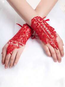 1 Pair Of Lace And Diamond Short Fingerless Gloves, Birthday, Party Decoration, Flower Girl Wedding Dress, Performance Gloves,The Best Gift Choice For Children's Day, Birthday Parties, Class Reunions, Valentine's Day, Halloween, Christmas, And New Year's Day.