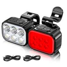 Luz de bike farol dianteiro e traseiro led para bike recarregável - Preto - Visão 7