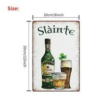 Vintage Irish Shamrock Whiskey Metal Wall Sign - Country Style Sláinte Bar Decoration, Suitable Man Cave, Bedroom, And Home - 2D Iron Art Design With Green Bottle And Glass Cup, Bedroom Decoration, Vintage Home Decor - 彩色 - 查看 2