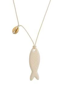 1 Stück Sommer Ozean Serie einfache und modische Muschel Fischgräte kleine Fisch Konchen Anhänger Halskette mit geflochtener Kordel, 18 Karat Vergoldung, nicht leicht zu oxidieren, geeignet für Lässig-Kleidung, Reisen, Strandausflüge. - Weiss - Übersicht 13