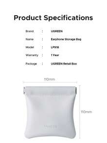 UGREEN Magnetic Leather Earbuds Bag Pouch Bag Portable Storage Bag Compatible With Airpods 4 AirPods Pro For Holiday Travel, Outdoor Activities Cable Organizer Charger Accessories Travel Essentials - Grey - View 8