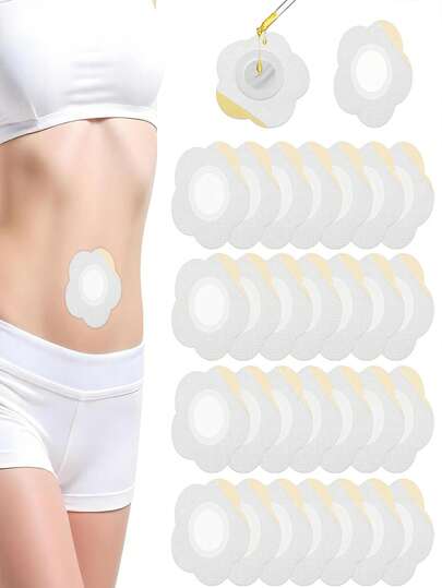 50 قطعة من رقع زيت الخروع البيضاء لإحكام الناف، مصنوعة من قماش غير منسوج قابل للتنفس، سهلة الاستخدام، متينة. لا تسبب تهيجًا للبشرة، مناسبة لجميع أنواع البشرة والأشكال، تشد البشرة. (صيغة خالية من الزيوت)