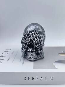 1 Stück Harz Drei Weise Schädel Statue, Halloween Horror Thema Dekoration, Sehe kein Böses, Höre kein Böses, Sage kein Böses Schädel Figur, geeignet für Wohnzimmer Schreibtisch Heimdekoration, Halloween Party Requisite, Innen-/Außenbereich Schreibtisch, Eingangsbereich, Büro, Schlafzimmer Dekoratives Kunstwerk