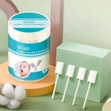 30个独立包装一次性纱布材质波浪刷头，用于清洁婴儿口腔和舌头涂层