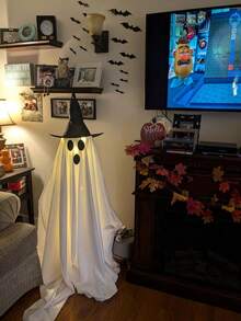 2 Confezioni di Decorazioni di Ognissanti per Esterni, Decorazioni di Ognissanti Carine per Interni, Decorazioni di Ognissanti Spaventose con Fantasmi e Cappelli da Strega, Decorazioni di Fantasmi Spaventosi con Luci LED per Portico, Giardino e Casa