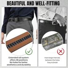WOTOW 2 Pack Men's Ratchet Leather Belts Adjustable Buckle Belts Ideal For Father's Day Birthday Valentine's Day