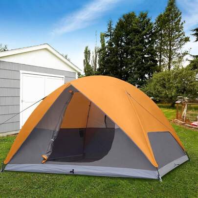Basics Dome Camping Tent With Rainfly And Carry Bag, 3-Season Easy Set-Up Tent, 6 Person