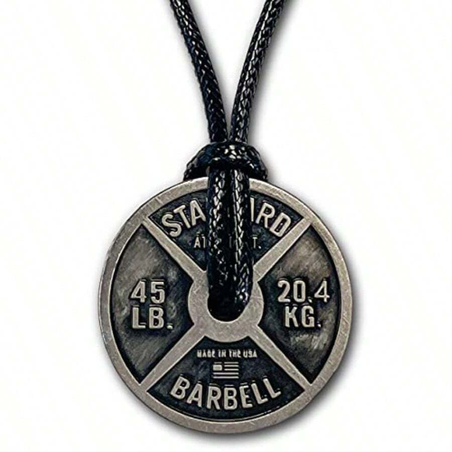 Men Chain NecklacesWorkout Necklace For Men Weight Plate Necklace Dumbbell Necklace For Savages And Rough Guys Awesome Gym Plate Necklace Great Present For A Sport Addict Adjustable Leather Cordfor Boys - 如圖 - 查看 1