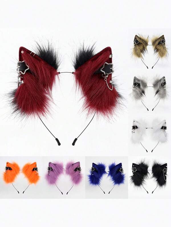 1PC Cute Sexy Fox Ear Theme Party Headpiece, Metallic Vibe Stage Cosplay Headwear, Cat Dekoracyjna opaska do włosów Halloween