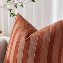 1 Stück/2 Stück ROST 3D gestreifte Kissenbezüge (Kissenfüllung nicht enthalten), moderne, modische, weiche Chenille und Kunstleinen-Mischung in zweifarbig gestreifter, bequemer Kissenhülle, geeignet für Sofa, Schlafzimmer, Dekoration, ganzjährig