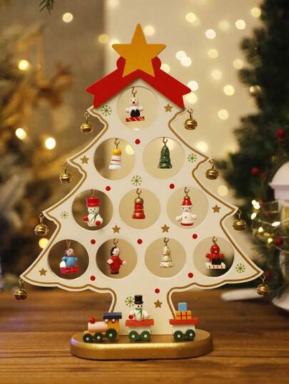 1 件迷你圣诞树装饰品，带悬挂饰品，节日桌面装饰，适合家居、办公室或派对展示，手工制作的圣诞装饰品