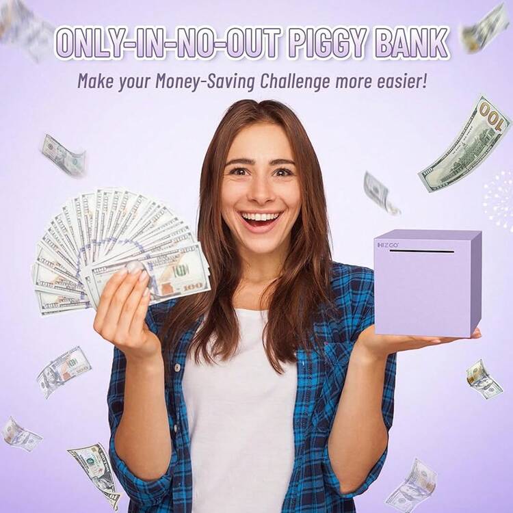 Adults Pink Piggy Bank, Stainless Steel Piggy Bank Adults/Must Break To Open, Unopenable Money Saving Box(472-Inch, Pink) - Purple - View 5