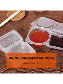 5/10/20个装可重复使用零食包装容器，带盖可重复使用零食罐，双层零食容器，加厚便携式零食蘸酱容器，学习用品 - 彩色 - 查看 3