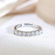 1pc Fully Paved Cubic Zirconia Ring, Fashionable & Versatile Luxury Jewelry For Women