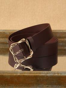 Cinto feminino de couro sintético cor café, 1 peça, moda casual, estilo urbano, adequado para uso diário, outono, Halloween - Café - Ver 5