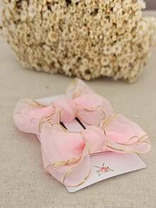 Par de Laço de organza de menina no bico de pato presilha infantil