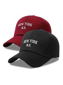 2顶男女通用刺绣情侣棒球帽，适合所有季节，是休闲户外穿着和节日礼物的理想之选。 - 彩色 - 查看 9