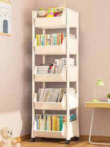 1pc New Thickened Small Trolley Storage Rack, Household Snack Floor Standing Multi-Layer Living Room Storage Book Shelf, Mobile Kitchen Fruit & Vegetable Basket Rack, Factory Wholesale