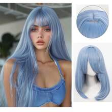 YEWELL Tóc giả thẳng dài 95cm (38 inch) có mái, chất liệu sợi tổng hợp chịu nhiệt, tự nhiên và mềm mại, phù hợp cho hóa trang nữ, sử dụng hàng ngày, trông rất thật và tự nhiên, là món quà lý tưởng cho các bữa tiệc, Giáng sinh, sinh nhật. Có các màu: Đỏ, Trắng, Vàng, Xanh lá cây, Cam, Hồng, Xanh dương, Đen. - Nhiều màu - Xem 45