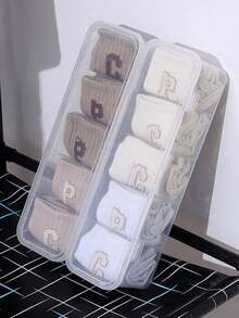 1pc Multi-Functional Plastic Socks, Underwear, Spice Organizer Box, Stackable Compartment Storage Box For Cables, Closet Organizer Box With Flip Cover, Dust-Proof - Clear - View 3