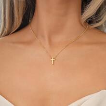 Kit 2 Classic Beaded Necklace, Combined With A Cross Necklace, Is The Choice Of Elegant Women - 金色 - 查看 4