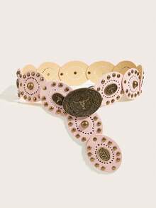 1 Stück braun neuer Stil Stier Polka Punkt Straße PU (Polyurethan) Damen Gürtel, geeignet für Kleider, Röcke, Jeans, modischer Street-Style, vielseitig für täglichen Gebrauch Herbst, Halloween