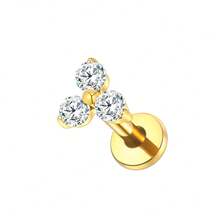1 chiếc khuyên tai dạng đinh tán ren trong bằng titan đính đá Zirconia trắng, thích hợp cho xỏ khuyên vành tai và sụn tai dành cho nữ. - TC360 - Xem 9