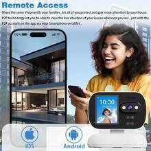 智能 WiFi 室内安全摄像头，家庭安全摄像头，具有双向视频通话、时间显示、WiFi 连接，包括运动跟踪、彩色夜视、远程 PTZ 控制功能、USB 电源，适用于婴儿护理、宠物监控、老人护理和家庭安全。 - 白色 - 查看 8