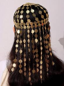 1 chiếc dây chuyền tóc tua rua dài kiểu Trung Đông bằng kim loại, phụ kiện tóc vàng nhiều lớp cầu kỳ kiểu cung đình cổ điển, thích hợp cho trang điểm khiêu vũ, phụ kiện đội đầu, trang sức đội đầu, dây chuyền đội đầu, dây cài tóc, đám cưới, phụ kiện tóc, cô dâu tương lai. - Nhiều màu - Xem 3