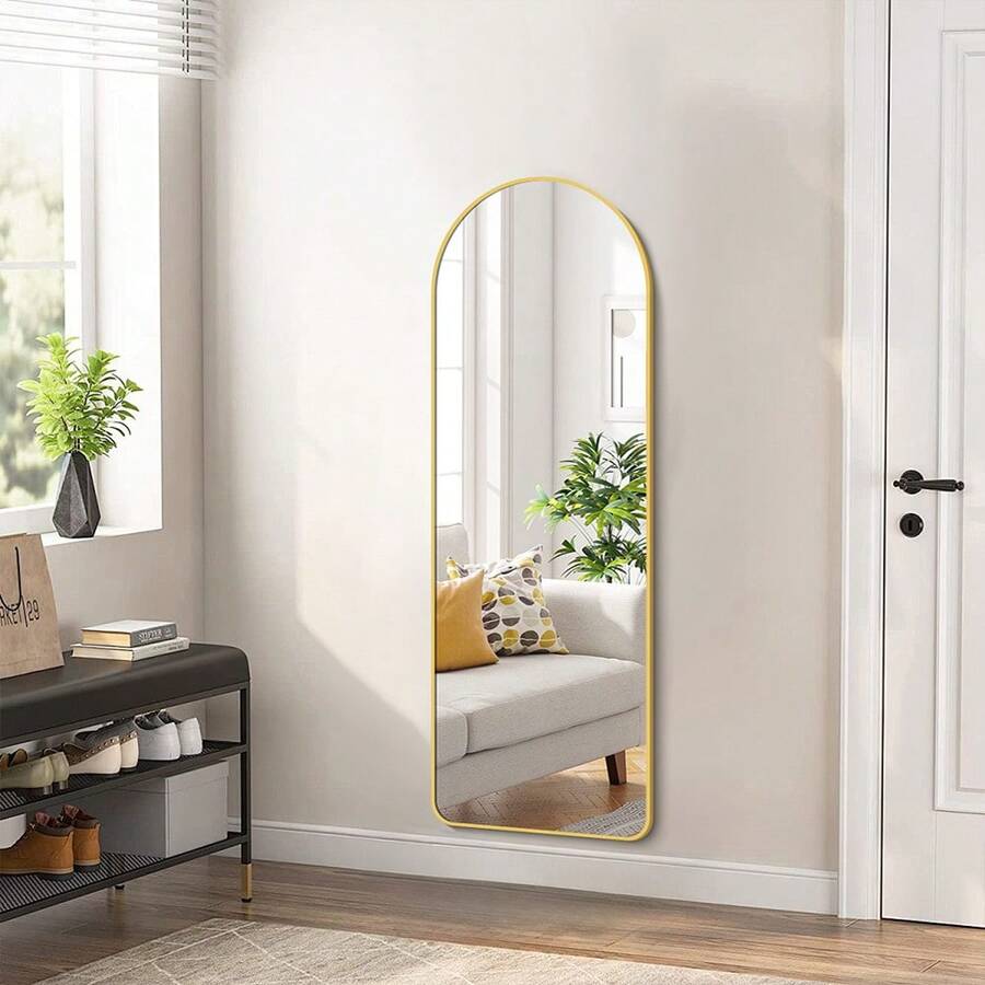 LIVINGANDHOME Living And Home Arch Full Length Wall Mirror - Gold - View 1