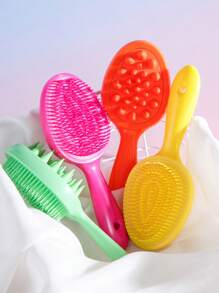 Detangler Brush Wet Candy Color 1/2pcs Hair Detangler Brush & Long Handle Shampoo Scalp Brush – Soft Silicone Bristles For A Relaxing Scalp Massage, Perfect For Daily Use On Wet Or Dry Hair, And Suitable For All Hair Types Including Curly And Thick Hair,Back To School,Travel Holiday Essentials,Hair Accessories For Women