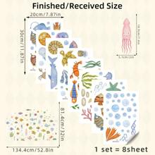 Kids Wall Stickers Cartoon Ocean Animals Educational Back To School Children's Room Decor Bathroom Home Decoration