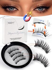 MAGEFY 4 Pares de Conjunto de Cílios Postiços Magnéticos - Cílios Reutilizáveis de Aparência Natural, Inclui Clipes Magnéticos, Pinça para Cílios, Aparador de Sobrancelhas, Cílios Falsos de Vison de 8-12mm, Adequado para Uso Diário, À Prova d'Água, Sem Necessidade de Cola, Estilo Cartoon, Designs de Cauda Pontuda Mistos, Alongam os Olhos, Delicado para Uso Diário, Essencial para Viagens. (Seja Paciente e Tente Algumas Vezes para o Primeiro Uso), O Comprimento dos Cílios Pode Ser Aparado - Cílios naturais - Visão 5