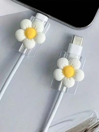 1/5/10/15 Stück Blumen Kabel Schutz Set - TPU Kabel Hüllen, batteriefrei, perfektes Zubehör zum Schutz von Handy Datenkabeln