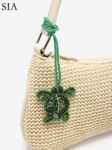 1 件复古度假海洋生物和水果串珠装饰单肩/腋下法棍包，适合约会、郊游、度假、珠子、镶嵌珠子、手工指甲珠 - 彩色 - 查看 1