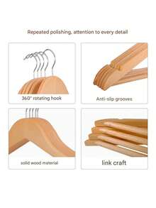 7/25/50 件重型实木衣架 + XL 塑料夹 - 加厚防滑无痕晾衣套装，适用于被子、精品衣架、家庭洗衣房；适用于房东、家庭、服装店乔迁之喜的商业级悬挂解决方案 - 彩色 - 查看 9