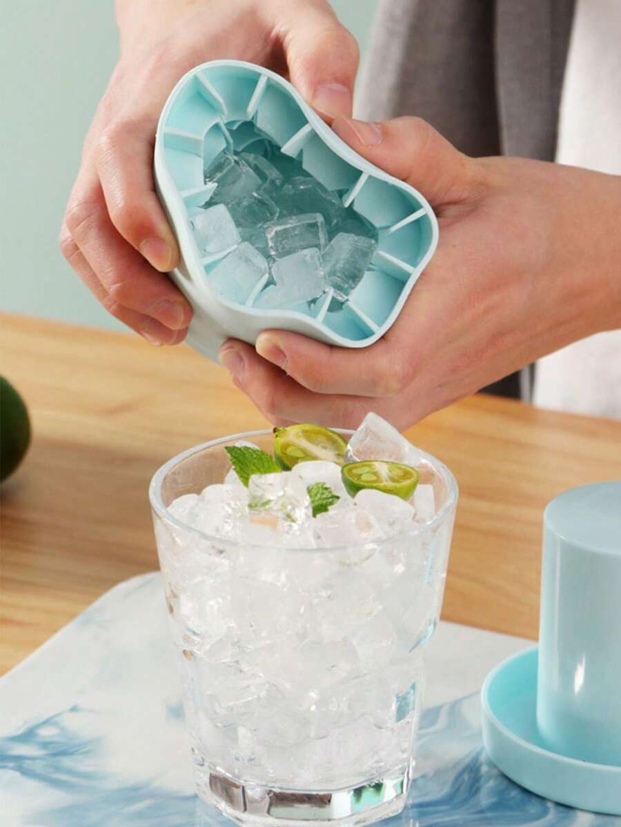 1pc, 60-Grid Cylindrical Silicone Ice Tray, Squeeze-Type Easy-To-Release Ice Cube Mold, Mini Ice Cup, Stackable Ice Tray - Multicolor - View 1