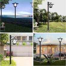2-Pack 60" Solar Post Lights – Black Vintage LED Lamp Posts For Garden, Patio & Pathway Outdoor Décor