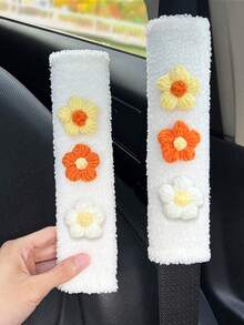 1 buah/2 buah Pelindung Bahu Sabuk Pengaman Mobil Motif Bunga Segar, Lembut dan Nyaman - Satu-Ukuran - View 15