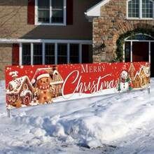 1pc Christmas Party Backdrop Banner Flag, Made Of Polyester, Suitable For Christmas Decoration, Photography Backdrop, Home Decor, Wall, Garden, Festival Celebration, Anniversary, Merry Christmas Party Decor