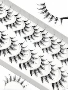 10 Pairs Asiteo Anime Style Transparent Natural Long False Eyelashes, Suitable For Beginners And Daily Use, Applicable For Cosplay And Anime Styling - Black - View 6