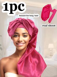 (多种颜色可选)1 件长款缎面发丝睡帽，适合女士睡觉，长款缎面发丝睡帽，长辫子发帽可重复使用可调节护发包裹帽睡眠帽。