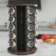 JYTJK Revolving Spice Rack Set With 20 Spice Jars, Kitchen Spice Tower Organizer For Countertop Or Cabinet -- Carousel Storage Includes 386 Spice Labels -- Desktop Rotating Seasoning Organizer