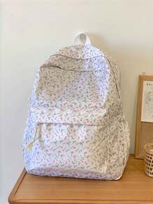 时尚大容量女士背包，尼龙材质轻便可爱女士学生背包 - 可爱花卉图案笔记本电脑背包，大学书包，多口袋设计，适合商务、通勤、户外、旅行和郊游等，流行的返校季节选择 - 送给青少年、初中/高中和大学生的理想礼物 - 彩色 - 查看 8