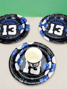 10 Stücke 13. Geburtstag Dekorationen für Jungen Blau Schwarz 13. Geburtstag Party Teller Becher offizielles Teenager 13 Geschirr für Teenager Jungen Glücklicher 13 Jahre alter Party Zubehör