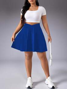 Damskie letnie sportowe spodenki sportowe na świeżym powietrzu, do biegania, fitnessu, swobodne, w jednolitym kolorze, golfowe, z dekoltem w serek, z wysokim stanem, wyszczuplające mini spódniczki