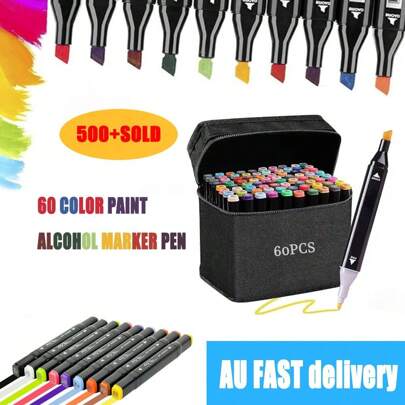 60 Color Marker Pen Dual Headed Graphic Artist Sketch Color  Markers AU