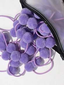 20 个 1.4 英寸小号纯色双层毛球 带弹力绳 手工制作发带 适合儿童女孩发饰